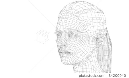 Wireframe portrait of a young beautiful girl 84200940