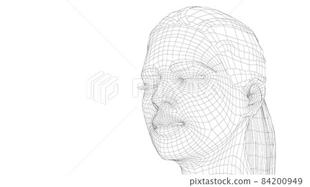 Wireframe portrait of a young beautiful girl 84200949