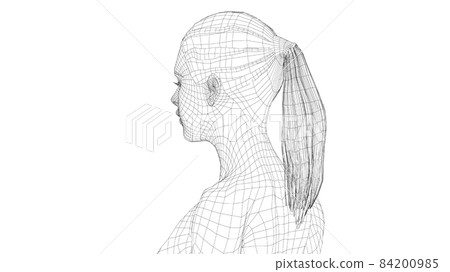 Wireframe portrait of a young beautiful girl 84200985