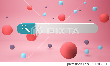 Web browser window with searching or finding button. 3D rendering. 84203161