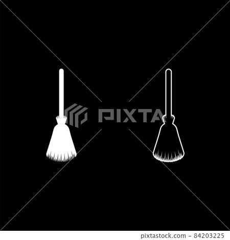 Broom besom broomstick icon white color vector illustration flat style image set Broom besom broomstick icon white color vector illustration flat style image set 84203225