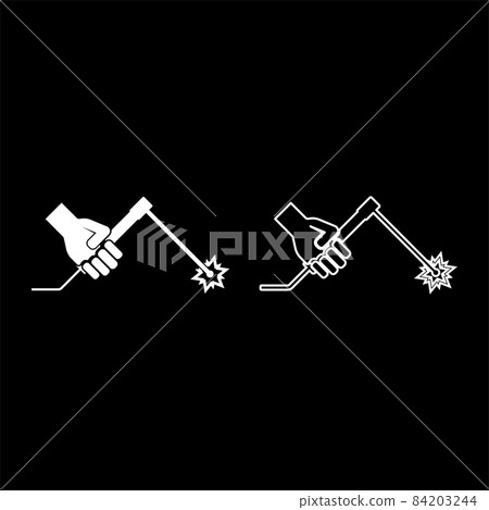Welding machine in hand torch welder icon white color vector illustration flat style image set 84203244