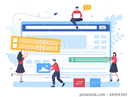 UI & UX Programmer Flat Design Vector Illustration for Business Information and Team Sharing Ideas with Designer, Coding, Interface or Software App Development UI & UX Programmer Flat Design Vector Illustration for Business Information and Team Sharing Ideas with Designer, Coding, Interface or Software App Development 84204363