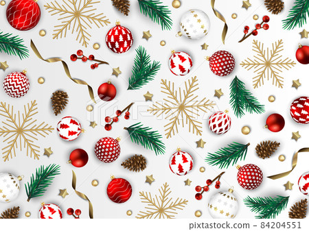 Merry Christmas and Happy New Year. Xmas Festive background with realistic 3d objects, blue and gold balls. Merry Christmas and Happy New Year. Xmas Festive background with realistic 3d objects, blue and gold balls. 84204551