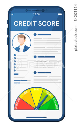 Smartphone with Credit Score App on Screen. 84205114