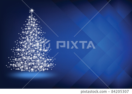 Abstract Christmas tree made of snowflakes and sparks on a blue blank background 84205307