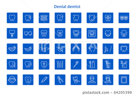 Dental Icon Line Drawing Square Dental Clinic Dental Clinic Illustration Material Vector Design 84205399