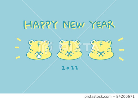Fashionable New Year's card with cute tiger illustration 2022 Tiger year Fashionable New Year's card with cute tiger illustration 2022 Tiger year 84206671