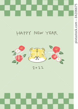 時尚的新年賀卡與可愛的老虎插圖 2022 虎年 時尚的新年賀卡與可愛的老虎插圖 2022 虎年 84206675