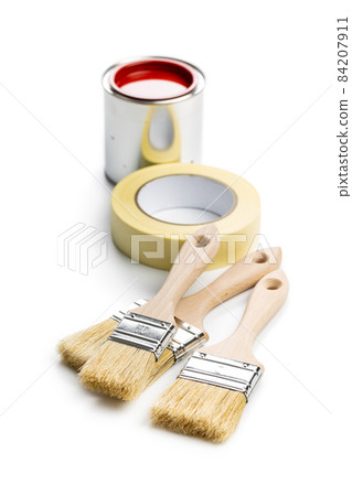 Clean paint brushes, paper tape and can of color 84207911