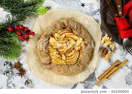 Apple Galette. Homemade sweet pie with apples 84208004