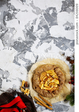 Apple Galette. Homemade sweet pie with apples 84208009