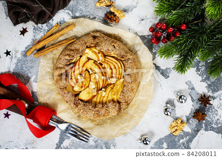 Apple Galette. Homemade sweet pie with apples 84208011