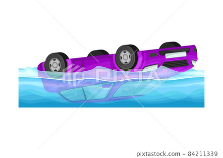 Drowned Car Auto Insurance Case Vector Stock Illustration