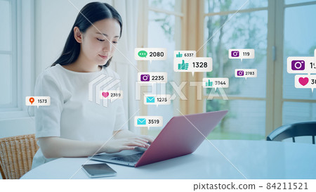 Female influencer to post on SNS 84211521