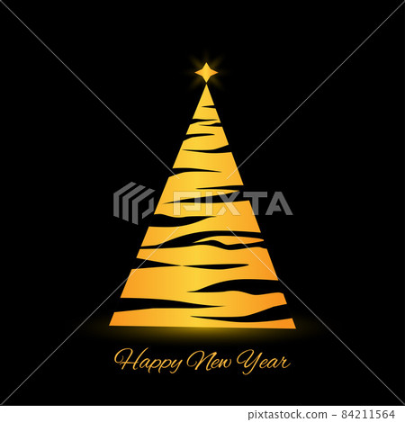 Happy new year fir tree on black background Happy new year fir tree on black background 84211564