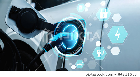 EV charging station for electric car in concept of alternative green energy EV charging station for electric car in concept of alternative green energy 84211613