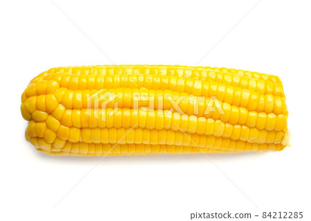 an yellow boiled corn on white background an yellow boiled corn on white background 84212285