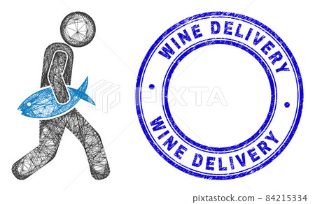 Rubber Wine Delivery Watermark and Net Irregular Mesh Fish Courier Icon 84215334