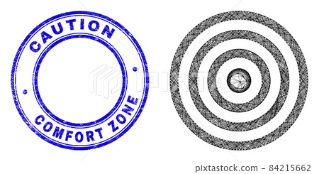 Textured Caution Comfort Zone Stamp and Net Irregular Mesh Concentric Circles Icon 84215662