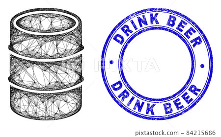 Distress Drink Beer Watermark and Network Irregular Mesh Barrel Icon 84215686