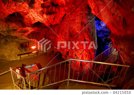 Illuminated passage in Fujido Cave Ueno Village, Gunma Prefecture 84215858