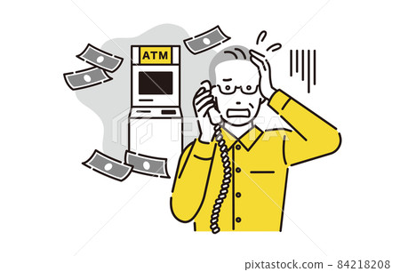 A senior man who is scammed by a person phone A senior man who is scammed by a person phone 84218208