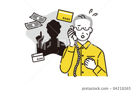 A senior man who is scammed by a person phone A senior man who is scammed by a person phone 84218265