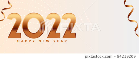 happy new year 2022 celebration golden banner with confetti ribbons happy new year 2022 celebration golden banner with confetti ribbons 84219209