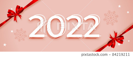 happy new year 2022 banner with red ribbons happy new year 2022 banner with red ribbons 84219211