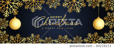 golden snowflakes merry christmas banner design golden snowflakes merry christmas banner design 84219213