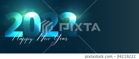 glowing happy new year 2022 blue banner design glowing happy new year 2022 blue banner design 84219222