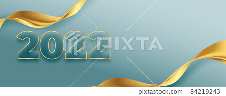 2022 new year banner with golden cloth style wave 2022 new year banner with golden cloth style wave 84219243