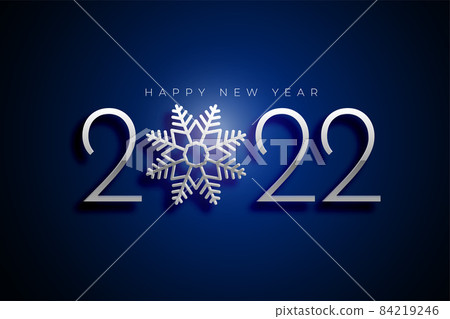 2022 new year background in 3d silver text style with snowflakes 84219246