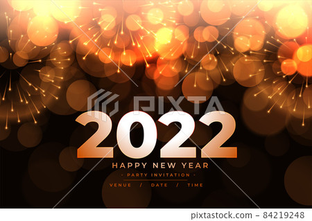 2022 happy new year sparkling bokeh background design 84219248