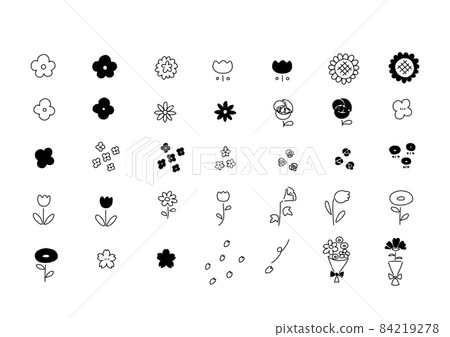 Hand drawn icon set of flowers and bouquets 84219278