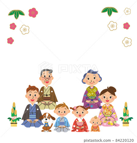 Three generations family family New Year greetings margin 84220120