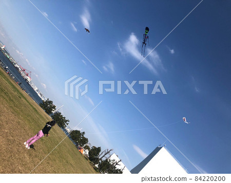 A child flying a kite at the beach A child flying a kite at the beach 84220200