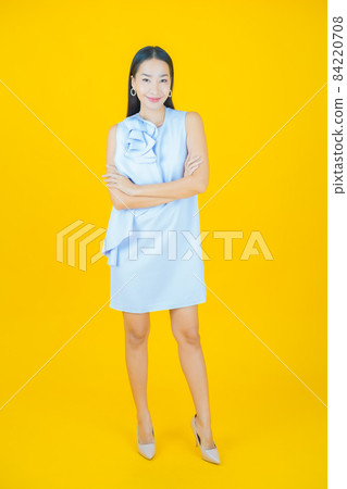 Portrait beautiful young asian woman smile with action 84220708