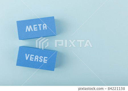 Metaverse modern minimal concept in monochromatic blue color with copy space 84221138
