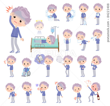 Injured or sick state blue jersey aged woman set 84221408