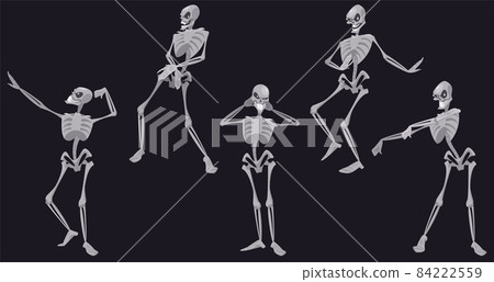 Skeletons dance, funny Halloween dead characters 84222559