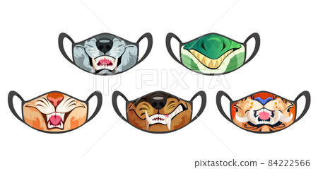 Face masks with scary animal mouth with fangs Face masks with scary animal mouth with fangs 84222566
