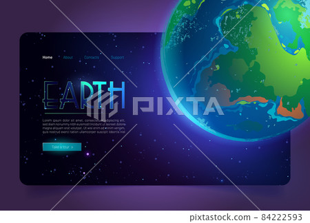 Earth cartoon landing page, planet in Universe 84222593
