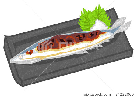 Grilled saury with salt, hand-painted style Grilled saury with salt, hand-painted style 84222869