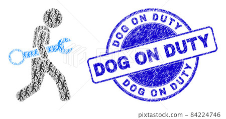 Grunge Dog on Duty Stamp And Serviceman Recursion Mosaic of Self Icons Grunge Dog on Duty Stamp And Serviceman Recursion Mosaic of Self Icons 84224746