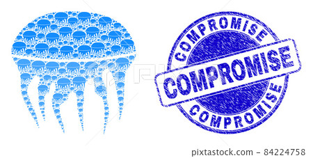 Textured Compromise Stamp Seal And Jelly Fish Fractal Mosaic of Self Items 84224758