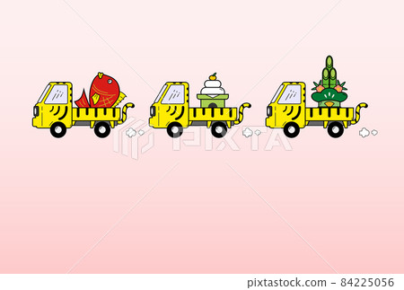 New Year's card Tiger year 2022 Tiger pattern light tiger (Sea Bream Kagami Mochi Kadomatsu) 84225056