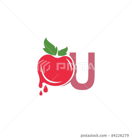 Letter U with tomato icon logo design template illustration 84226279