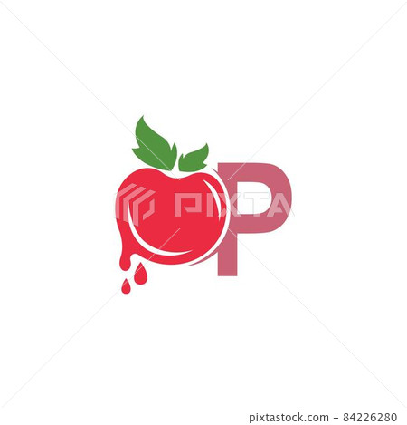 Letter P with tomato icon logo design template illustration 84226280